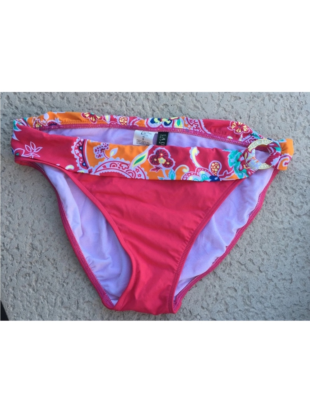 Ralph Lauren Coral Pink Bikini Bottom with Floral Band